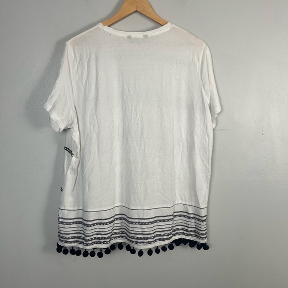 New LRL Lauren Ralph Lauren Women Top 2x Black Embroidered Beaded Tasseled flaw - Picture 6 of 7